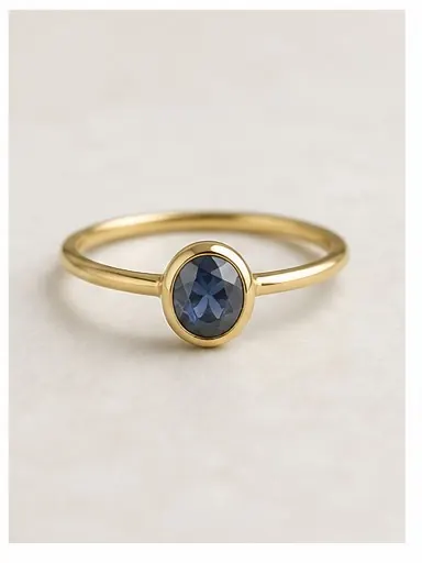Rose-Cut Sapphire Ring — Sterling Silver